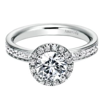 Gabriel & Co 18K White Gold 0.58 ct Diamond Halo Engagement Ring Setting ER6299W83JJ