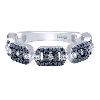 0.56 ct - Ladies' Ring
 14k White Gold Diamond Black Diamond Stackable /LR6325W45BD-IGCD