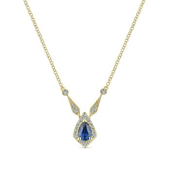 0.17 ct - Necklace
 14k Yellow Gold Diamond And Sapphire Fashion /NK5292Y45SA-IGCD