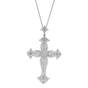 18k White Gold Diamond Cross Necklace NK3949W84JJ