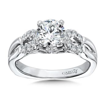 Modernistic Collection Split Shank Diamond Engagement Ring in 14K White Gold with Platinum Head (0.28ct. tw.) /CR258W
