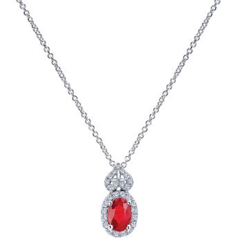 0.23 ct Round Cut Diamond and Ruby Fashion Necklace set in 14KT White Gold NK4446W45RB