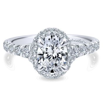 0.80 ct Diamond Engagement Ring - Set in 14k White Gold Diamond Halo /ER12764O4W44JJ-IGCD