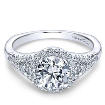 0.37 ct Diamond Engagement Ring - Set in 14k White Gold Diamond Halo /ER4179W44JJ-IGCD