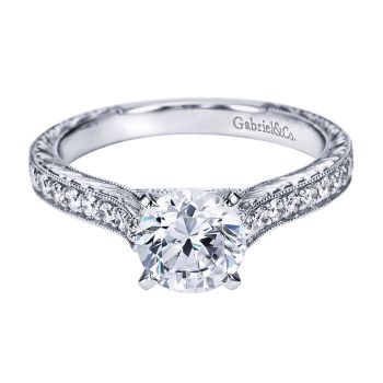 0.27 ct - Diamond Engagement Ring Set in 14k White Gold Straight Setting /ER6634W44JJ-IGCD