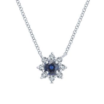 0.20 ct - Necklace
 14k White Gold Diamond And Sapphire Fashion /NK3952W45SA-IGCD