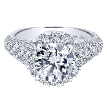 1.40 ct Diamond Engagement Ring- Set in 18k White Gold Diamond Halo /ER11989R6W84JJ-IGCD