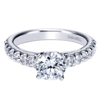 0.49 ct - Diamond Engagement Ring Set in 14k White Gold Straight Setting /ER4245W44JJ-IGCD
