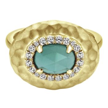 0.20 ct F-G SI Diamond Rock Crystal&green Onyx Fashion Ladie's Ring In 14K Yellow Gold LR50693Y45XG