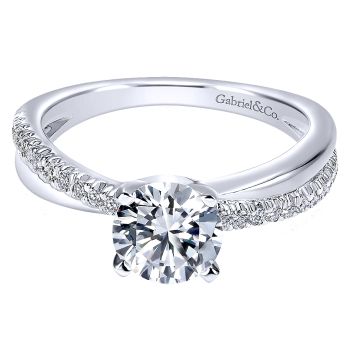 0.19 ct - Diamond Engagement Ring Set in 14k White Gold Criss Cross /ER10439W44JJ-IGCD