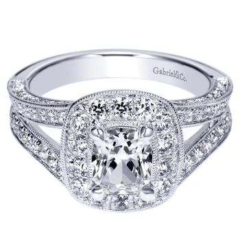 14K White Gold 1.10 ct Diamond Criss Cross Engagement Ring