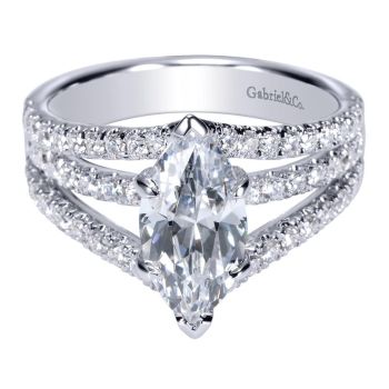 14K White Gold 0.89 ct Diamond Split Shank Engagement Ring Setting ER8902W44JJ