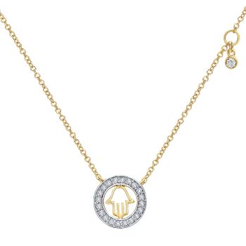 0.13 ct - Necklace
 14k Yellow Gold Diamond Hand Of God /NK4531Y45JJ-IGCD