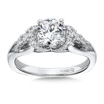 Modernistic Collection Diamond Engagement Ring With Side Stones in 14K White Gold with Platinum Head (0.45ct. tw.) /CR322W