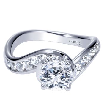 0.65 ct - Bypass Diamond Engagement Ring Set in 18k White Gold /ER9463W83JJ-IGCD