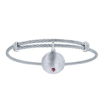 Bangle
 925 Silver/stainless Steel And Ruby Charm /BG3573MXJRB-IGCD