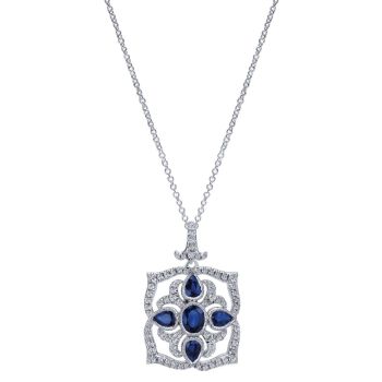 0.36 ct Round Cut Diamond and Sapphire Fashion Necklace set in 14KT White Gold NK4541W45SB