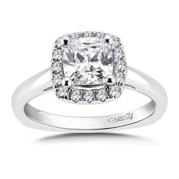 Halo Engagement Ring Mounting in 14K White Gold with Platinum Head (.29 ct. tw.) /CR745W
