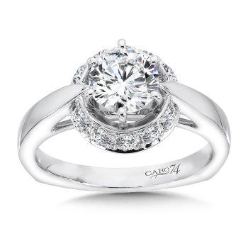 Modernistic Collection Six-prong Halo Engagement Ring in 14K White Gold with Platinum Head (0.38ct. tw.) /CR374W