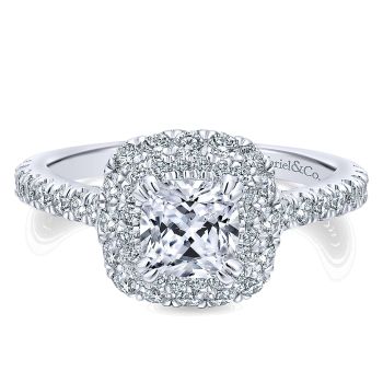 1.02 ct Diamond Engagement Ring - Set in 14k White Gold Diamond Halo /ER12839C4W44JJ-IGCD