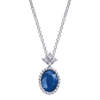 0.04 ct Diamond and Sapphire Fashion Necklace set in 14KT White Gold NK4483W45SB