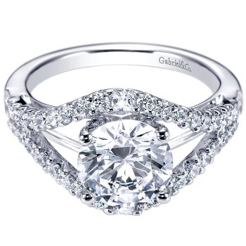 0.80 ct - Diamond Engagement Ring Set in 14k White Gold Split Shank /ER6271W44JJ-IGCD