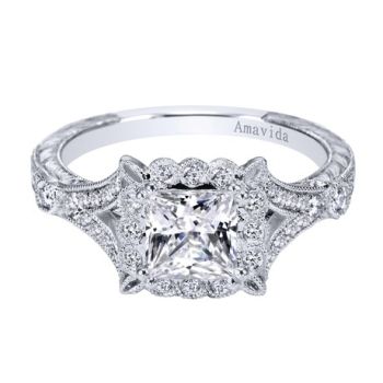 Gabriel & Co Platinum 0.19 ct Diamond Halo Engagement Ring Setting ER6508PT3JJ