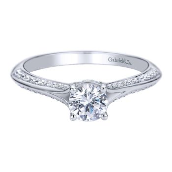 0.18 ct - Diamond Engagement Ring Set in 14k White Gold Split Shank /ER9494W44JJ-IGCD