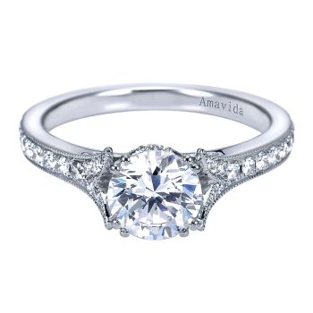 0.35 ct - Diamond Engagement Ring Set in 18k White Gold - Straight Setting /ER7549W83JJ-IGCD
