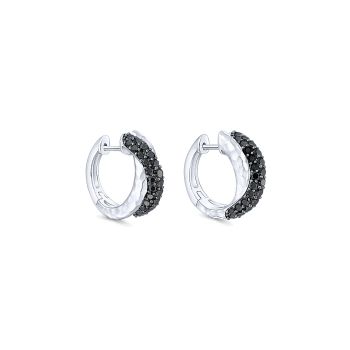 1.39 ct - Earrings
 925 Silver Black Spinel Huggie /EG13270SVJBS-IGCD
