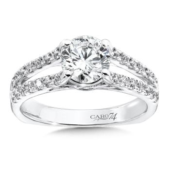 Classic Elegance Collection Split Shank Diamond Engagement Ring in 14K White Gold with Platinum Head (0.49ct. tw.) /CR188W