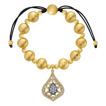 Bracelet
 925 Silver Yellow Plated White Sapphire Beads /TB3401SYJWS-IGCD