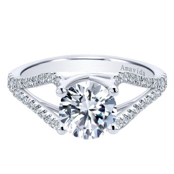 0.29 ct - Diamond Engagement Ring Set in 18k White Gold - Split Shank /ER11350R4W83JJ-IGCD