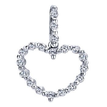 Round Cut Diamond Heart Pendant set in 14K White Gold PH425W45JJ