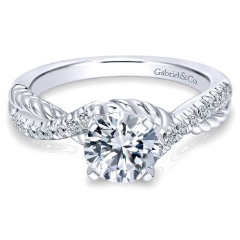 0.17 ct - Diamond Engagement Ring Set in 14k White Gold Criss Cross /ER10298W44JJ-IGCD