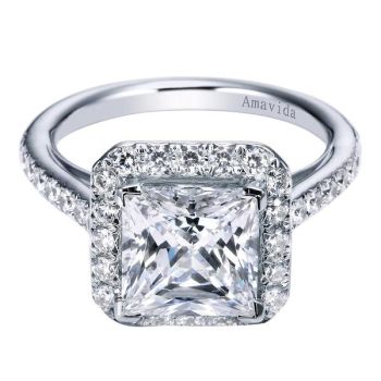 18K White Gold 0.65 ct Diamond Halo Engagement Ring Setting ER6309W83JJ