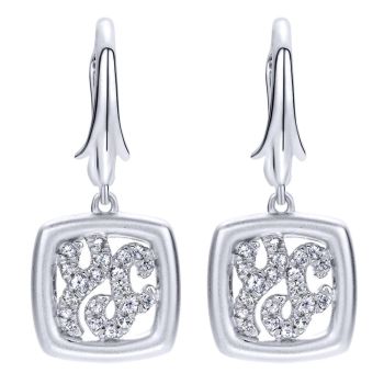 925 Silver White Sapphire Drop Earrings EG11662SVJWS