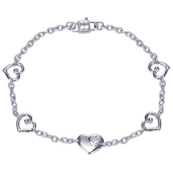 White Sapphire Heart Bracelet In Silver 925 TB3052SVJWS