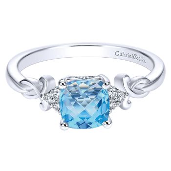 0.06 ct - Ladies' Ring
 14k White Gold Diamond Swiss Blue Topaz Fashion /LR6042W45BT-IGCD