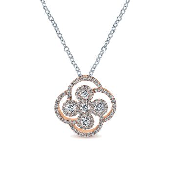 0.91 ct - Necklace
 14k White/pink Gold Diamond Fashion /NK3090T44JJ-IGCD