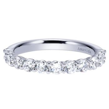 0.99 ct F-G SI Diamond Straight Wedding Band In 18K White Gold WB9163W83JJ