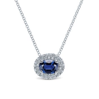 0.36 ct - Necklace
 14k White Gold Diamond And Sapphire Fashion /NK3495W44SA-IGCD