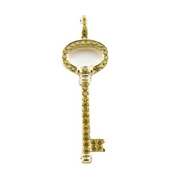 Fancy Yellow Color Diamond Key Pendant set in 18kt Yellow Gold /SEP19667Y