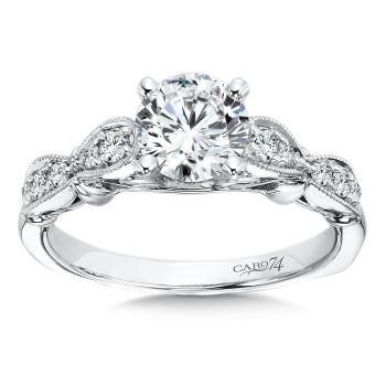 Inspired Vintage Collection Engagement Ring With Side Stones in 14K White Gold with Platinum Head (0.18ct. tw.) /CR373W