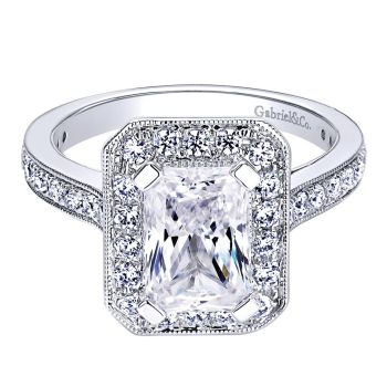 14K White Gold 0.61 ct Diamond Criss Cross Engagement Ring Setting ER9335W44JJ