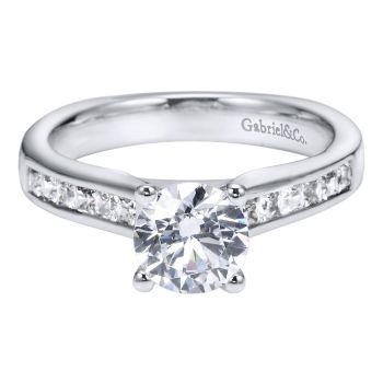14K White Gold 0.42 ct Diamond Straight Engagement Ring Setting ER3965W44JJ