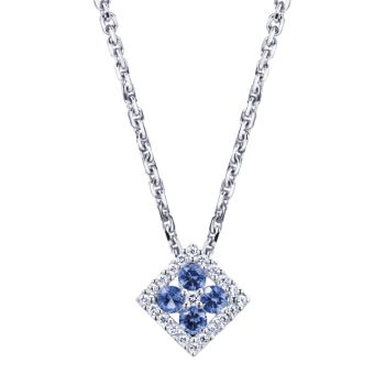 0.08 ct Diamond and Sapphire Fashion Necklace set in 14K White Gold NK1011W45SA