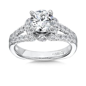Modernistic Collection Diamond Split Shank Engagement Ring in 14K White Gold with Platinum Head (0.62ct. tw.) /CR239W