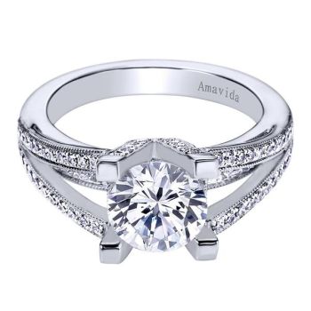 Gabriel & Co 18K White Gold 0.74 ct Diamond Split Shank Engagement Ring Setting ER6143W83JJ