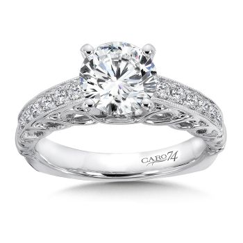Engagement Ring With Diamond Side Stones in 14K White Gold with Platinum Head (0.22ct. tw.) /CR509W